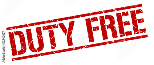 duty free red grunge square vintage rubber stamp