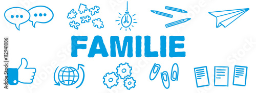 Stick Figure Series Banner Blue / Familie