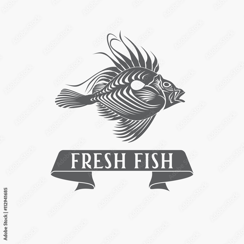 Fish - vector. Logo, badge or label design template Fish - vector. Logo, badge or label design template