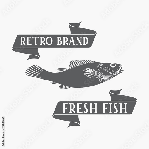 Fish - vector. Logo  badge or label design template