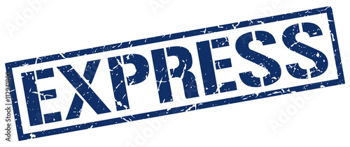 express blue grunge square vintage rubber stamp
