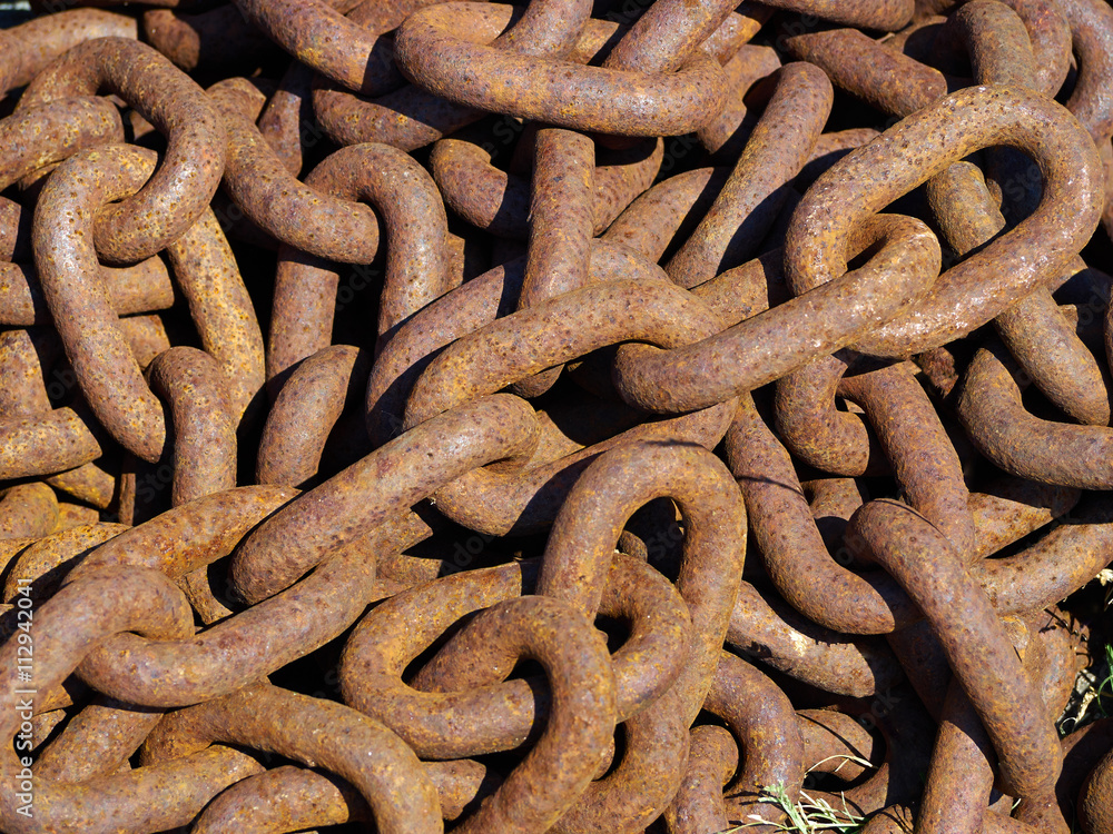 Old rusty metal iron chain