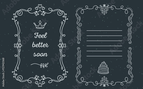Vector template of greeting card with lace frame, wish inscripti
