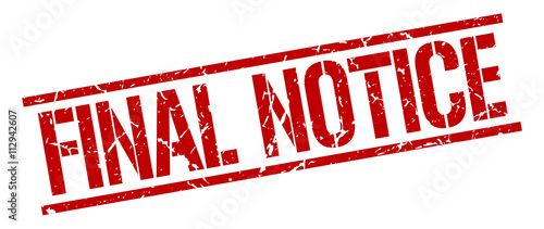 final notice red grunge square vintage rubber stamp