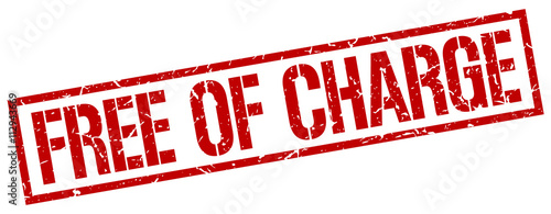 free of charge red grunge square vintage rubber stamp