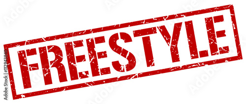 freestyle red grunge square vintage rubber stamp