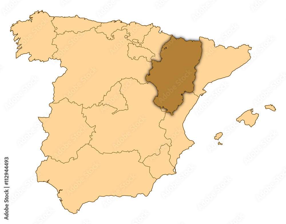 Fototapeta premium Map - Spain, Aragon