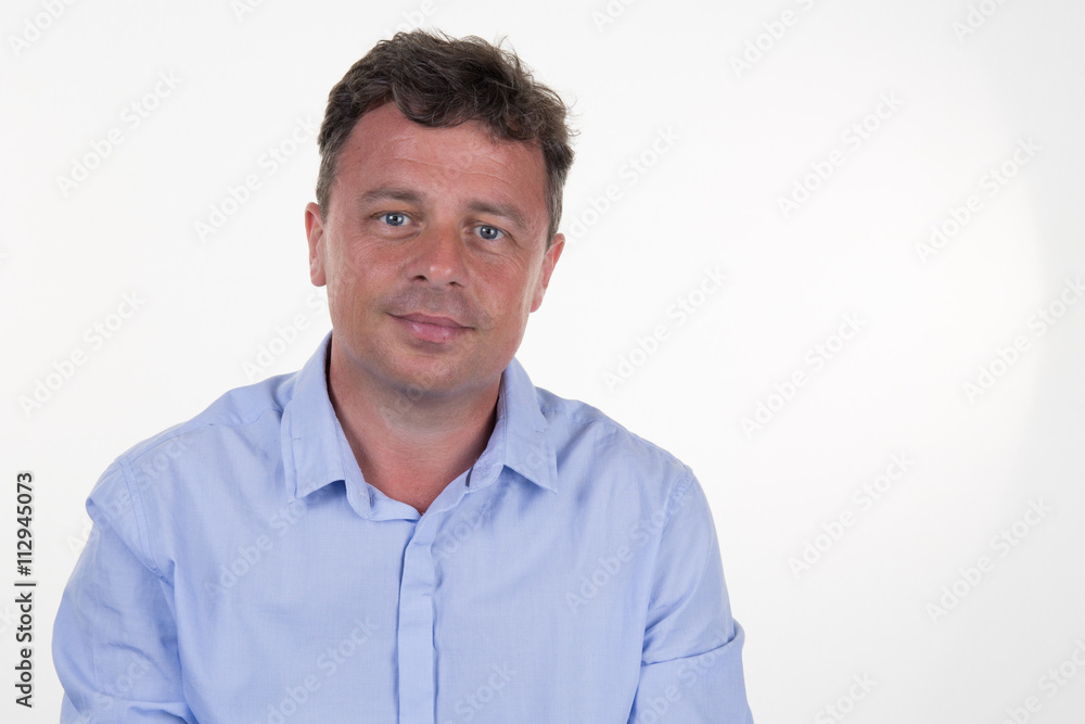 Portrait of happy smiling man, isolated on white