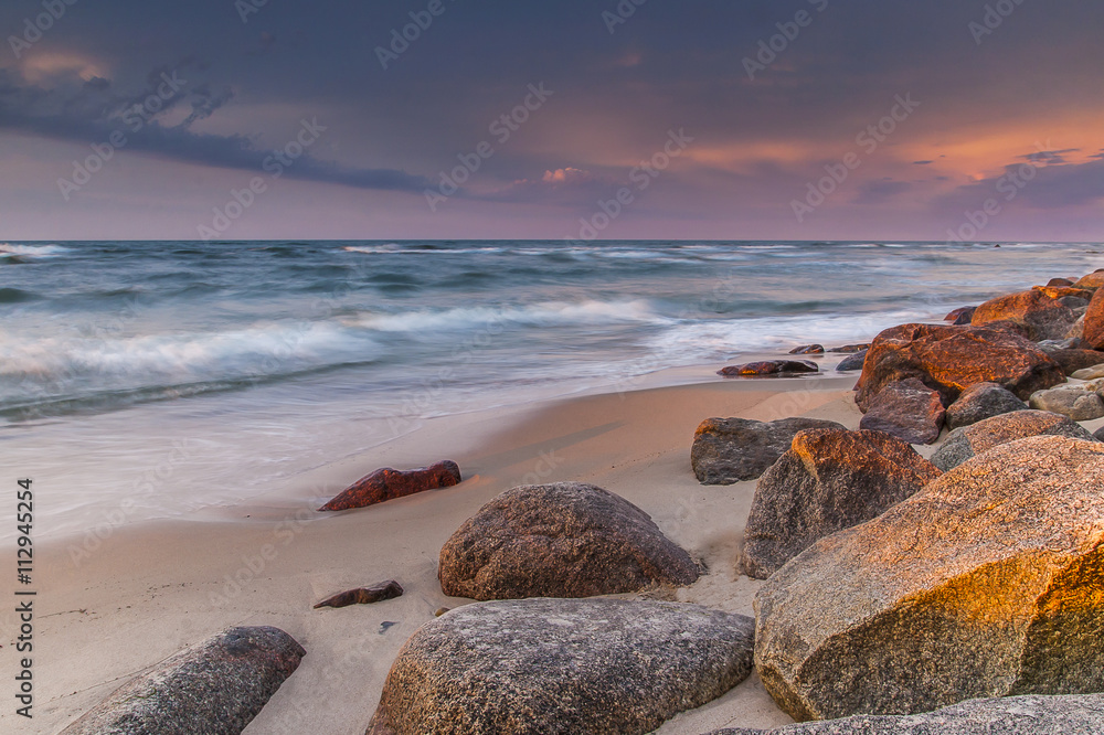 beautiful view of the Baltic Sea to the Polish town Rozewie