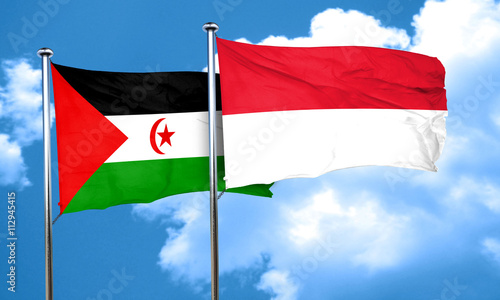 Western sahara flag with Indonesia flag, 3D rendering Free Download Western sahara flag with Indonesia flag, 3D rendering - GFXLoad