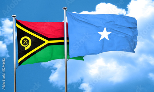Vanatu flag with Somalia flag, 3D rendering