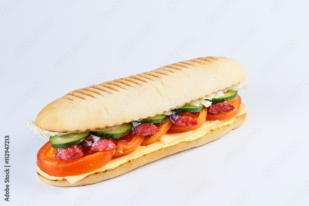 Papini with sausage on a white background.