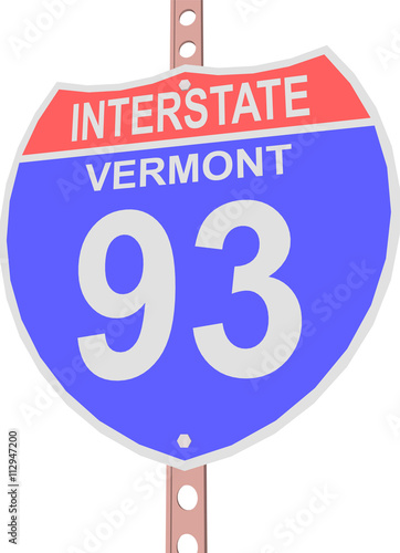 Interstate highway 93 road sign in Vermont