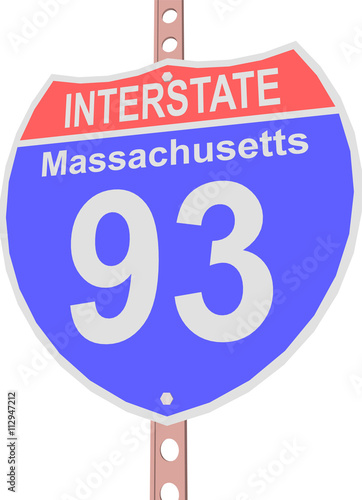 Interstate highway 93 road sign in Massachusetts