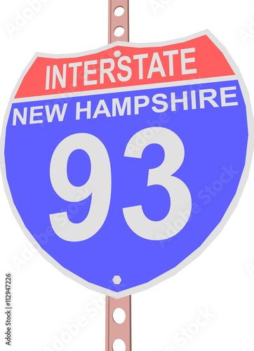 Interstate highway 93 road sign in New Hampshire