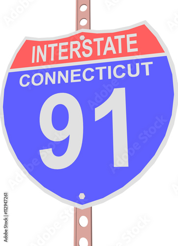 Interstate highway 91 road sign in Connecticut