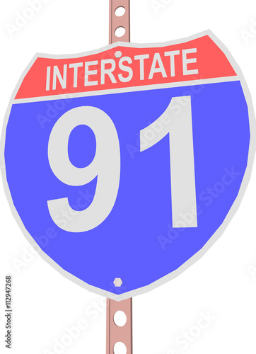Interstate highway 91 road sign in