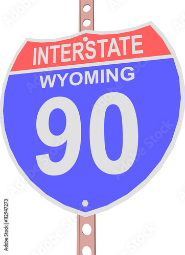 Interstate highway 90 road sign in Wyoming