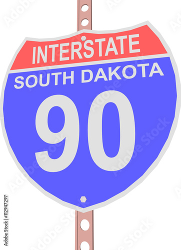 Interstate highway 90 road sign in South Dakota