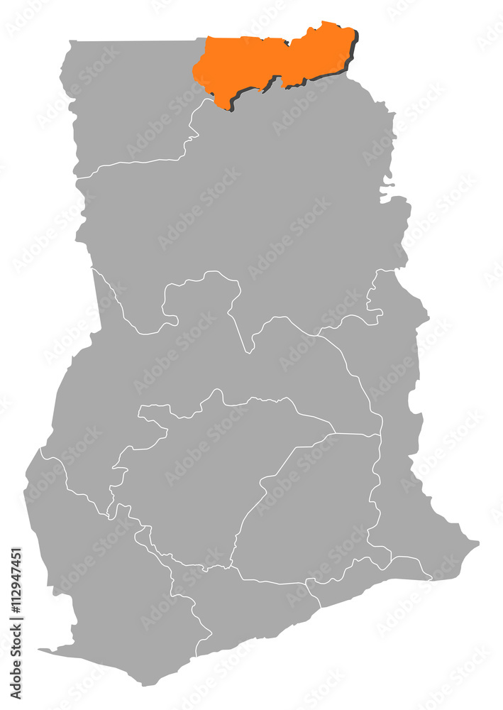 Obraz premium Map - Ghana, Upper East