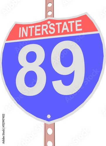 Interstate highway 89 road sign in