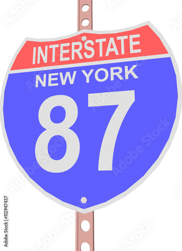 Interstate highway 87 road sign in New York