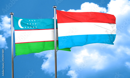 Free Download Uzbekistan flag with Luxembourg flag, 3D rendering - GFXLoad