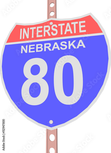 Interstate highway 80 road sign in Nebraska