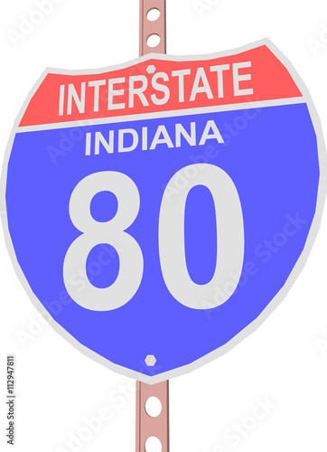 Interstate highway 80 road sign in Indiana