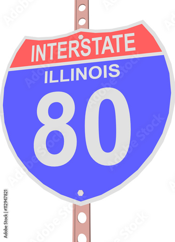 Interstate highway 80 road sign in Illinois