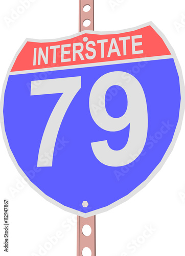 Interstate highway 79 road sign in