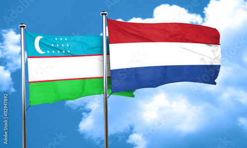 Free Download Uzbekistan flag with Netherlands flag, 3D rendering - GFXLoad