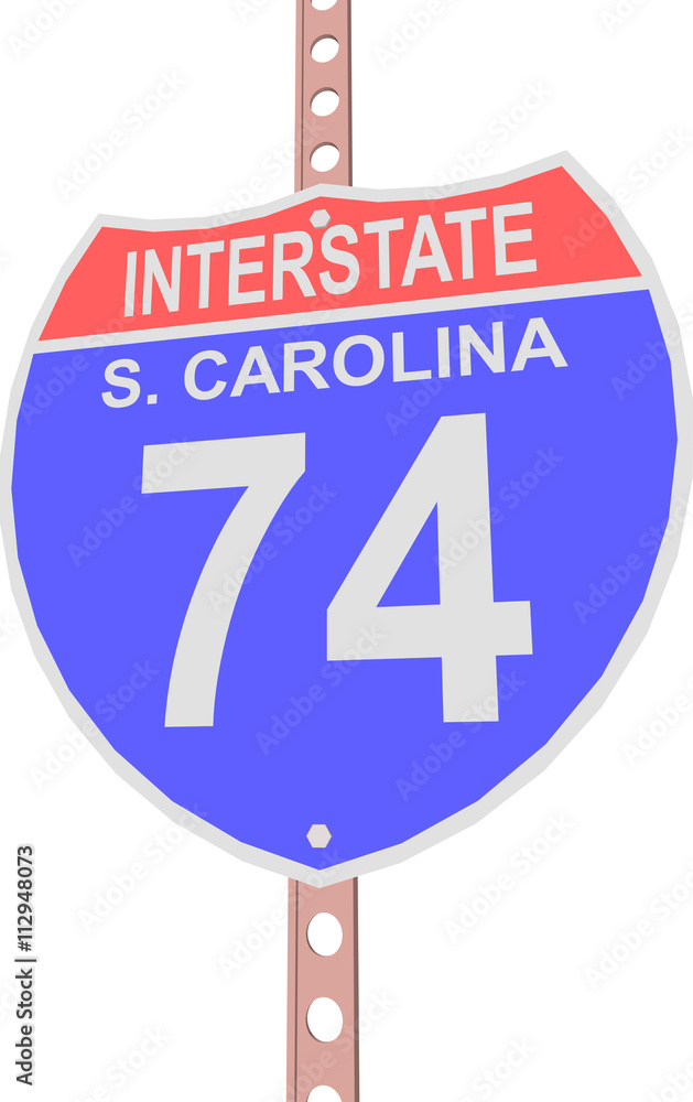 Interstate highway 74 road sign in South Carolina Interstate highway 74 road sign in South Carolina