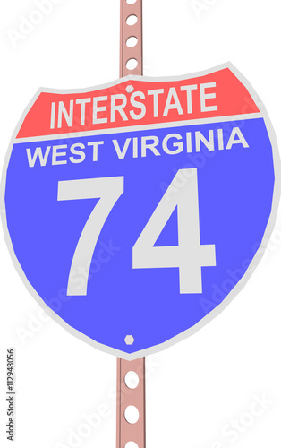 Interstate highway 74 road sign in West Virginia