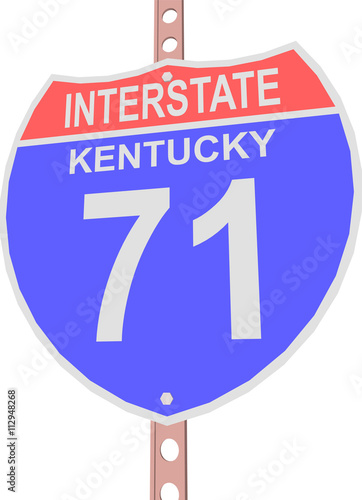 Interstate highway 71 road sign in Kentucky