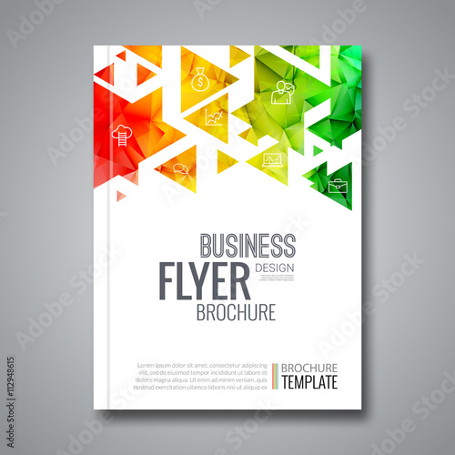 Cover report colorful triangle geometric prospectus design background, cover flyer magazine, brochure book cover template layout, vector illustration photo