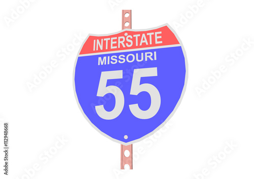Interstate highway 55 road sign in Missouri