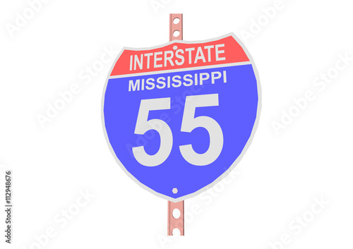 Interstate highway 55 road sign in Mississippi