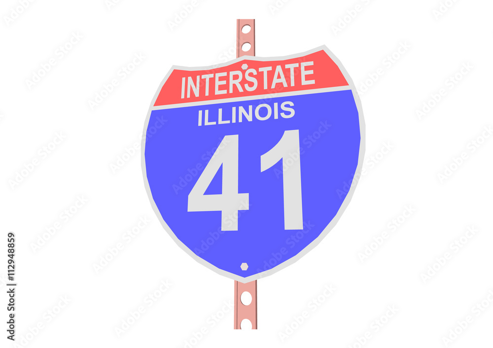Interstate highway 41 road sign in Illinois