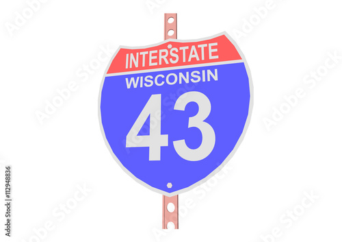 Interstate highway 43 road sign in Wisconsin