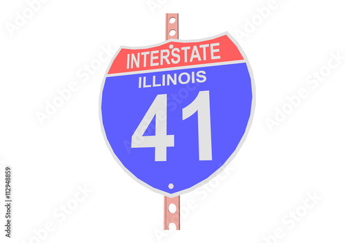 Interstate highway 41 road sign in Illinois