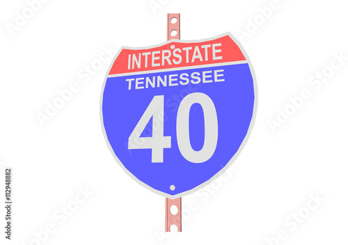 Interstate highway 40 road sign in Tennessee