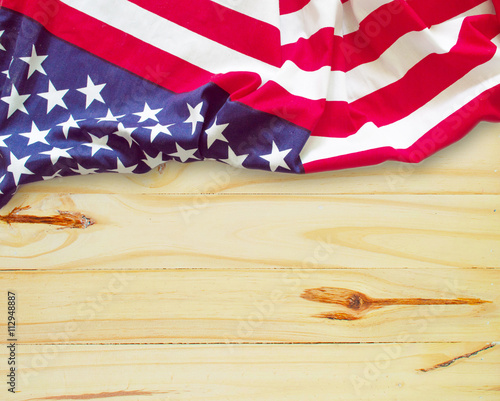 Fototapeta Naklejka Na Ścianę i Meble -  American flag on wooden background