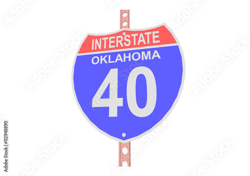Interstate highway 40 road sign in Oklahoma