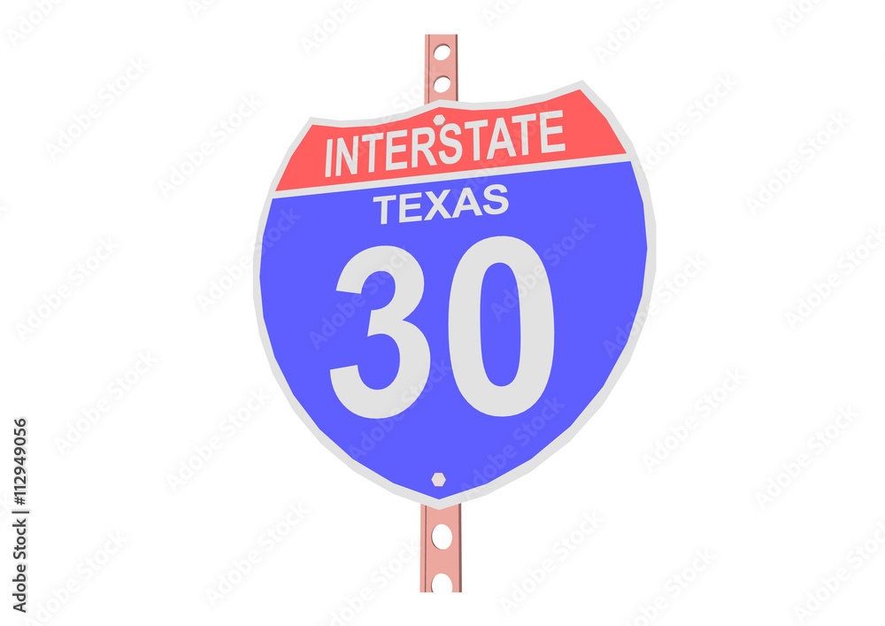 Interstate highway 30 road sign in Texas Interstate highway 30 road sign in Texas