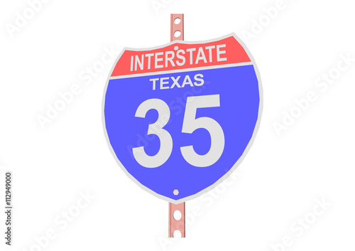 Interstate highway 35 road sign in Texas