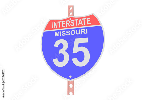 Interstate highway 35 road sign in Missouri