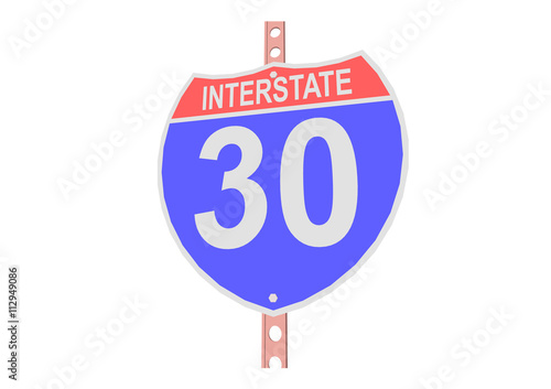Interstate highway 30 road sign in