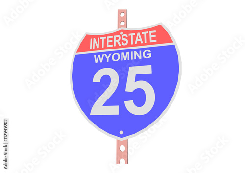 Interstate highway 25 road sign in Wyoming
