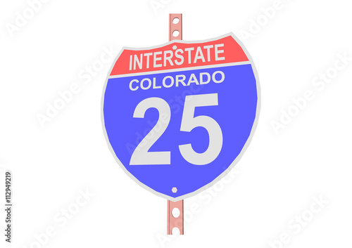 Interstate highway 25 road sign in Colorado